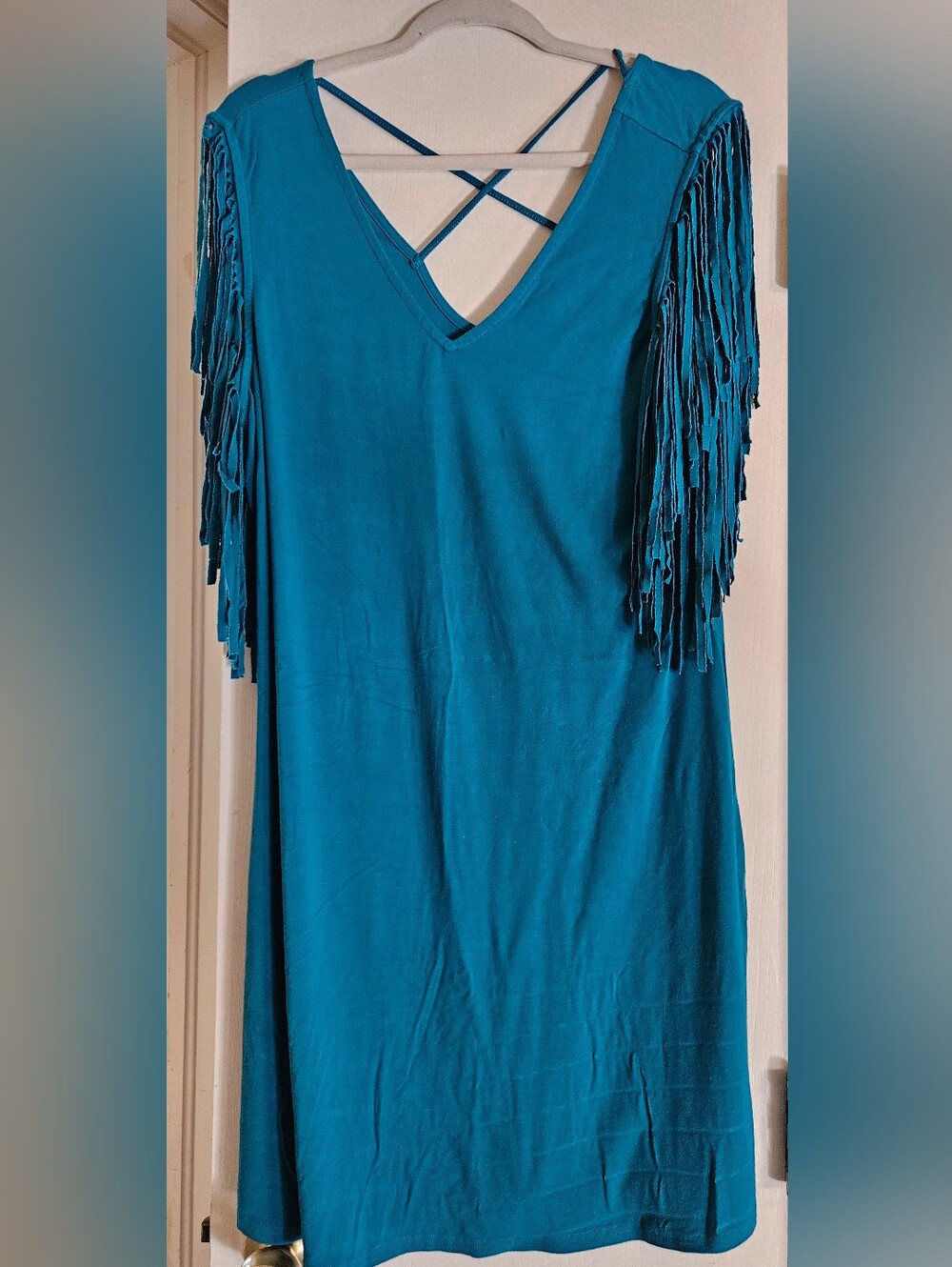 Idyllwind Miranda Lambert Teal Fringe Sleeve Western Dress XL